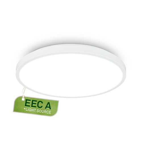 BRILONER - LED Ceiling Light with EEC A Light Source, 12.7W at 2900lm, Neutral White, Kitchen Lights Ceiling, Living Room, Office Lights, 33x6 cm, White
