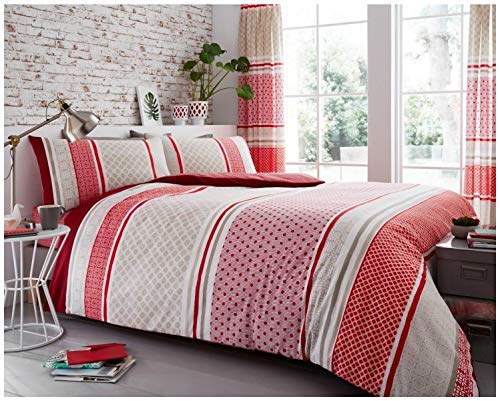 GC GAVENO CAVAILIA Easy Care Printed Duvet Cover With Pillowcase Set, Polka Dot Bedding Double Bed Set, Washable Quilt Covers, Natural (740834)