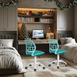 FurnitureR 2PCS Writing Task Chair Ergonomic Kids Teens Boys Girls Twins Study Chair - Adjustable Height Swivel Computer Laptop Desk Chair for Home,Office,Study Room