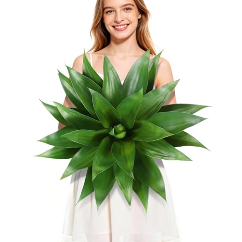 Wertuirk Artificial Agave Plant - UV Resistant Realistic Fake Outdoor Plants, Low Maintenance Indoor/Outdoor D??cor for Home, Garden, Patio (Green, Extra Large)