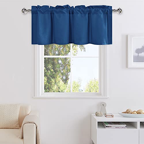 DWCN Valance Curtains, 1 Panel, 36 X 16 Inch, Royal Blue - Solid Short Topper, Rod Pocket, Room Darkening, Window Curtain for Living Room, Kitchen, Bathroom, Basement
