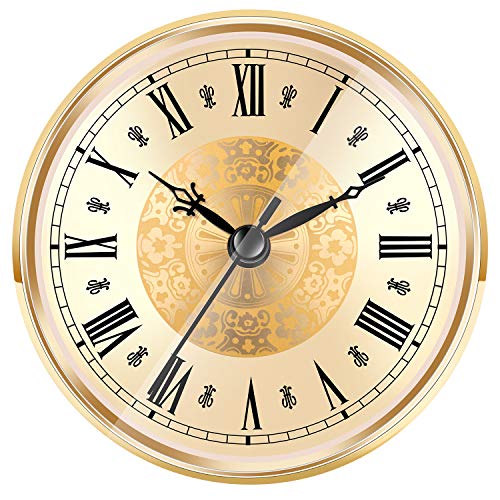 Hicarer 4.3 Inch/ 110 mm Quartz Clock Insert, Gold Trim, Arabic Numeral, Quartz Movement