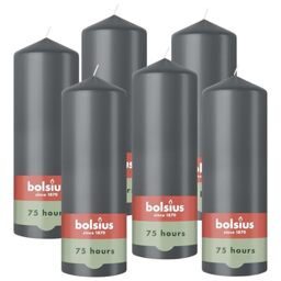 Bolsius - Pillar Candle - Anthracite - 20 cm - Burn Time 75 Hours - with Natural Extracts - Natural Plant Wax - Without Palm Oil