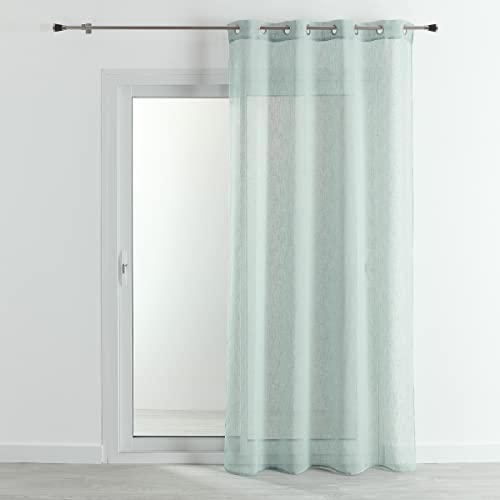 HomeMaison.com Traditional Net Curtain – Plain Linen Effect Curtain – Aqua Curtain – Curtain 140 x 240 cm – Silver Eyelet Curtain – Modern Window Curtain