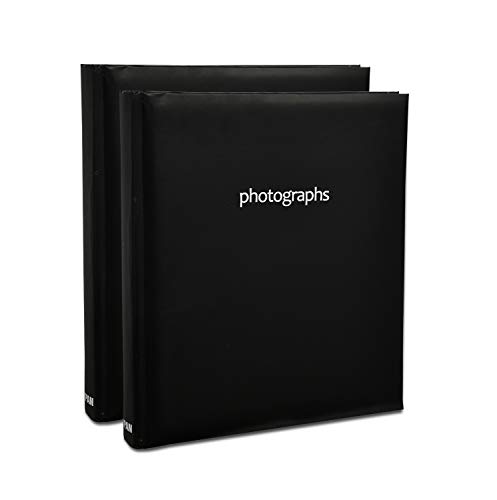 ARPAN 2 x Photo Album 200 6 X 4'' / 15 x 10 cm Photos Slip in Picture Album CD/DVD Pocket Memo Writing Area – Gifting Album (Pastel black)