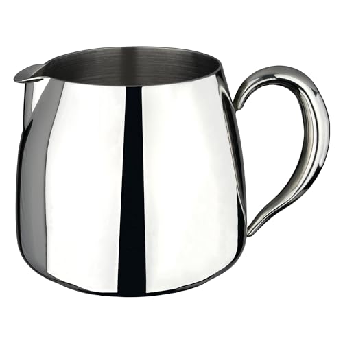 Caf?? Ol?? Premium Milk Jug, 13oz / 370ml, Stainless Steel, Classic Teaware Set Design with Mirror Finish, Perfect Pour Spout