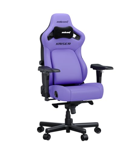 Anda Seat Kaiser 4 Gaming Chair for Adults - Large Reclining Video Game Chairs with 4-Level Pop-Out Lumbar, Stain-Resistant Faux Leather, Heavy Duty Neck & Back Support - Purple Ergonomic Office Chair