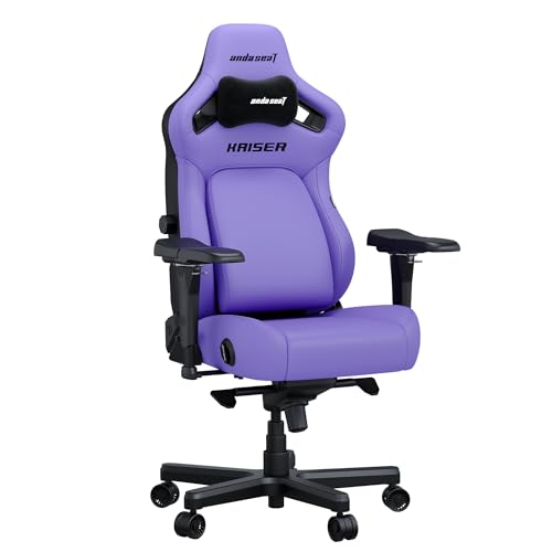 Anda Seat Kaiser 4 Gaming Chair for Adults - Large Reclining Video Game Chairs with 4-Level Pop-Out Lumbar, Stain-Resistant Faux Leather, Heavy Duty Neck & Back Support - Purple Ergonomic Gaming Chair