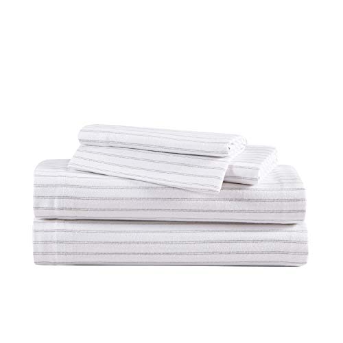 Eddie Bauer - Twin Sheets, Cotton Flannel Bedding Set, Brushed for Extra Softness, Cozy Home Decor (Trail Stripe, Twin)