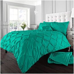 GC GAVENO CAVAILIA Pintuck Single Duvet Cover Set- Reversible Pinch Pleat Bedding- Polycotton Quilt Cover With Pillowcase- Deep Teal