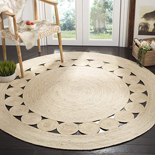 Safavieh Natural Fiber Rug for Living Room, Dining Room, Bedroom - Natural Fiber Collection, Short Pile, in Ivory, 91 X 91 cm