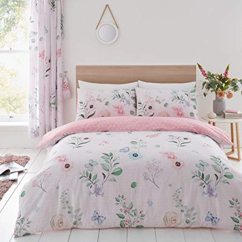 GC GAVENO CAVAILIA Luxury Geometric Duvet, Floral Quilt Set, Polycotton Bed Covers, Cecilia-Pink, King