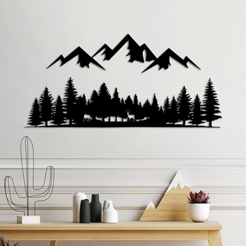 Stylish Black Decorative Metal Wall Accessory, 54 x 14 cm & 70 x 33 cm, 100% Metal, 1.5 mm Thick, Easy Wall Mounting, Perfect for Home Decor