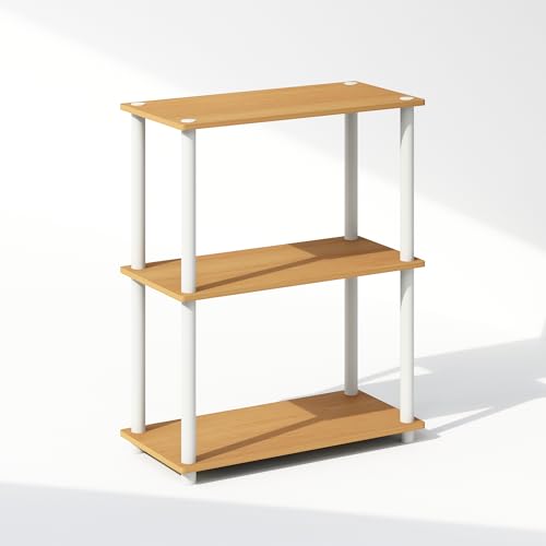 Furinno TURN-N-TUBE Book Shelf, 3-Tier Bookshelf, Bookcase with Multipurpose Compact Display Rack, 11.6 x 23.6 x 29.6, for Living Room, Bedroom, Home Office, Beech