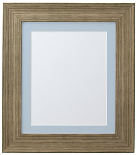 FRAMES BY POST Hygge Picture, Photo and Poster Frame, Plastic Glass, Bear Creek Brown with Blue Mount, A2 Image Size A3
