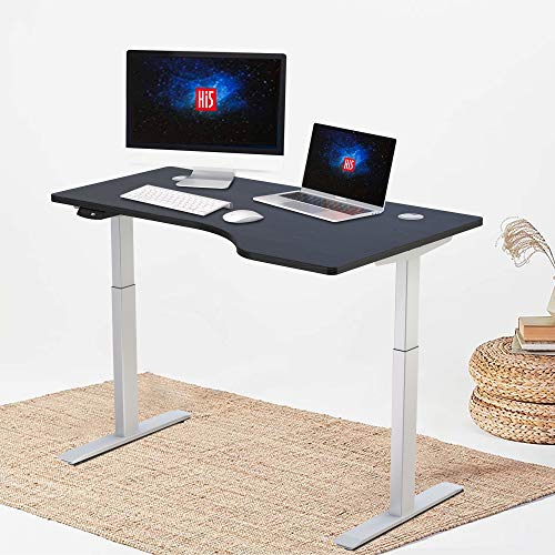 Hi5 Height Adjustable Office, Electric, Sit Standing Desk, Computer Workstation, Black&White, 140x83cm