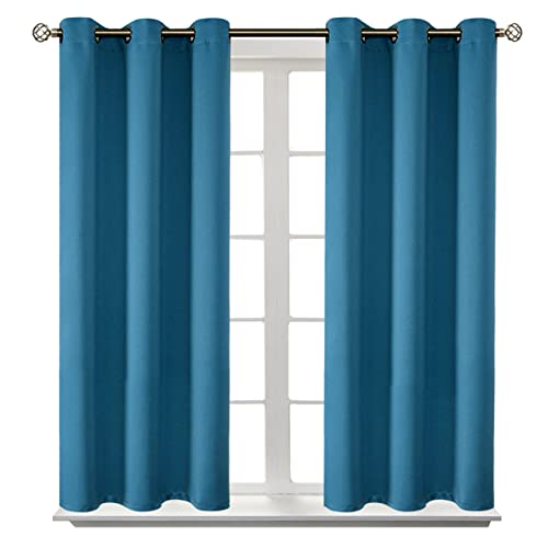BGment Blackout Curtains - Grommet Thermal Insulated Room Darkening Bedroom and Living Room Curtains, Set of 2 Panels (38 x 45 Inch, Steel Blue)