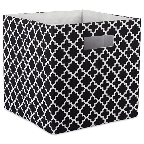 "DII Hard Sided Collapsible Fabric Storage Container for Nursery, Offices, & Home Organization, (13x13x13"") - Lattice Black"