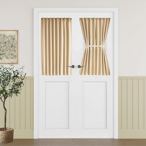 Vatge Door Curtains - Small Windows and French Sliding Doors Curtains for Doorways, 1 Panel, W25 x L40, Beige