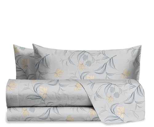 hermet Laura Biagiotti Cotton Double Bed Sheet Set, Patterned Bed Set, 100% Cotton, Top Sheet + Fitted Sheet + Pair of Pillowcases