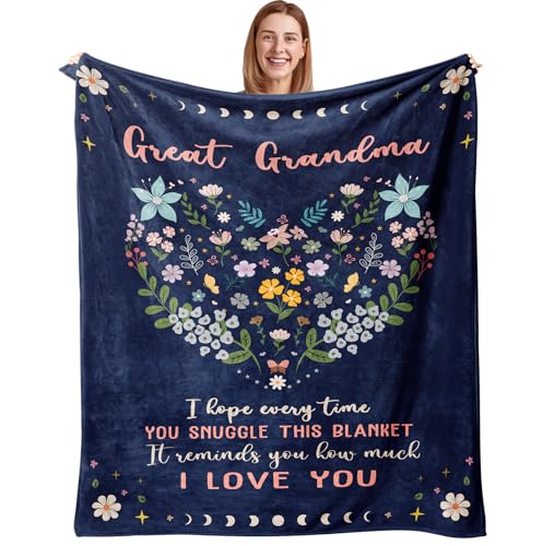 "Julazy Great Grandma Gifts Blanket 50""X60"" - Gift Ideas for Great Grandma, Grandma Birthday Gift from Grandchildren, Great Grandmother Gifts"