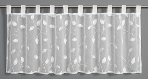 Gardinia Bistro Curtain Vine Embroidery White 135 x 45 cm