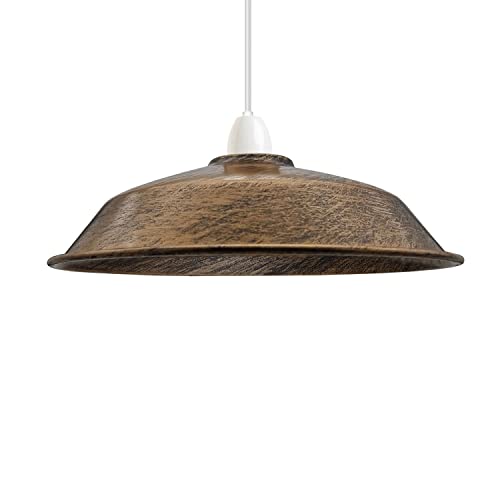 Modern 36cm Brushed Copper Easy Fit Lamp Shade Industrial Metal Ceiling Light Shade for Pendant, Wall & Floor Lamps, E27/B22 Compatible for Living Room, Kitchen, Bedroom & Hallway