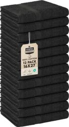 Utopia Towels - Salon Towel, Pack of 12 (Not Bleach Proof, 16x27 Inches) Highly Absorbent Cotton Towels for Hand, Gym, Beauty, Spa, and Home Hair Care, Black