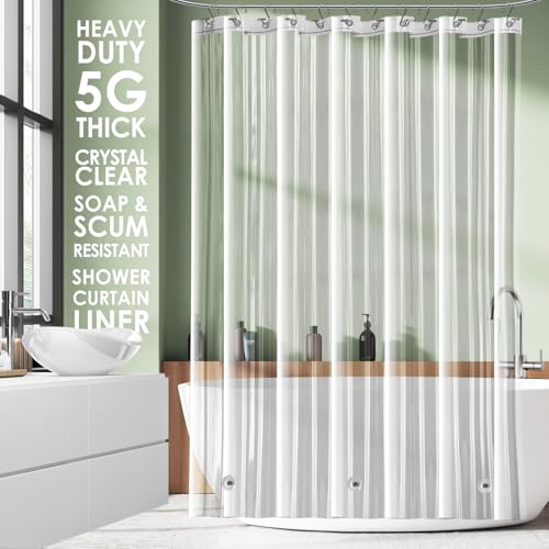 Clara Clark Shower Curtain Liner - Waterproof Lightweight Shower Liner with 3 Magnets, 5G Premium PEVA Bathroom Shower Curtain (Clear, 180 x 180 cm - 71 x 71 Inch)