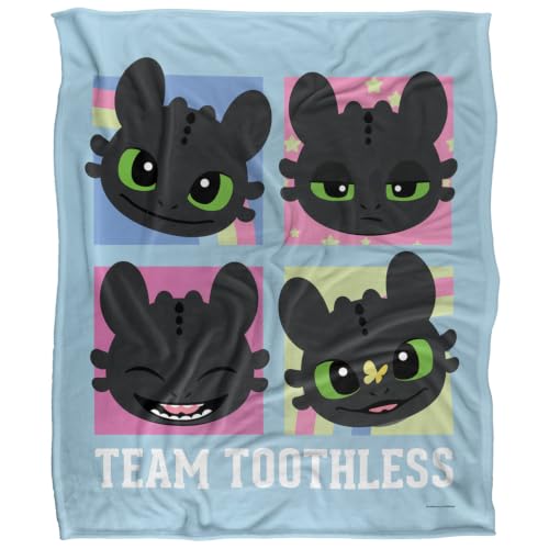 Team Toothless Squares Silky Touch Super Soft Throw Blanket 152 X 127 Cm