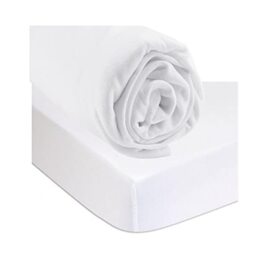 Fitted Sheet 140 x 190 cm White + Bamboo Mattress Protector Waterproof