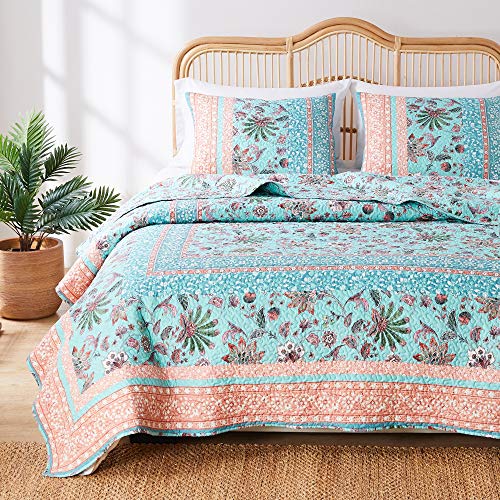 Greenland Home Audrey Bedding Set, Turquoise, 3-Piece King/Cal King