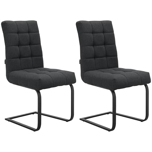 Terza Dining chair set of 2 in fabric black, 47 x 59 x 95cm (W x D x H)