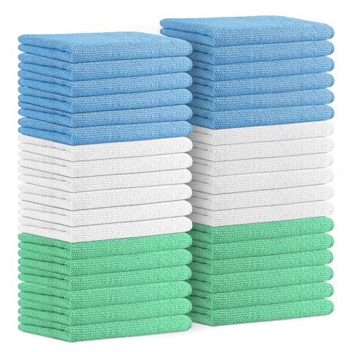 Avalon Towels Microfiber Cleaning Cloths (Value Pack of 36) - Size 16 x 16 Inches, Highly Absorbent Cleaning Rags, Lint Free, Reusable and Washable, Microfiber Towels for Cars