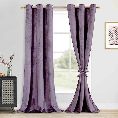 DWCN Velvet Curtains ??? Super Soft Velvet Curtains for Bedroom, Bundle-able Room Darkening, Heat Blocking, Noise Absorbing, W 42xH 96 cm, 2 Panels