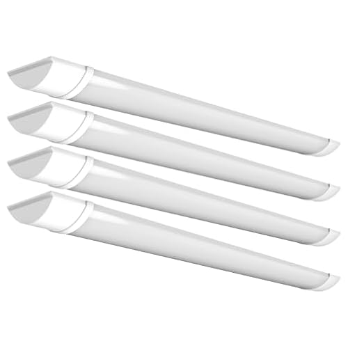 4lite Indoor Batten (White) Pack of 4 3400lm 4ft Cool White IP20 Rated Twin LED Integrated 30W Strip Light - 4L3/2011x4-4Yr Guarantee