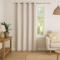 Home Maison QABANE 100% Blackout Curtain with Eyelets for Bedroom, Living Room, Office, 140 x 180 cm, Polyester, Beige