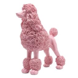 Lukitas Standing Pink Poodle Sculpture Decor, Decorative Dog Statue, Animal Ornament for Garden Home, Resin 10''