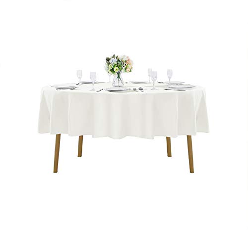 Cupuamon 70 inch Round Tablecloth Washable Polyester Table Cloth Decorative Table Cover for Wedding Party Dining Banquet???70 inch,Ivory???