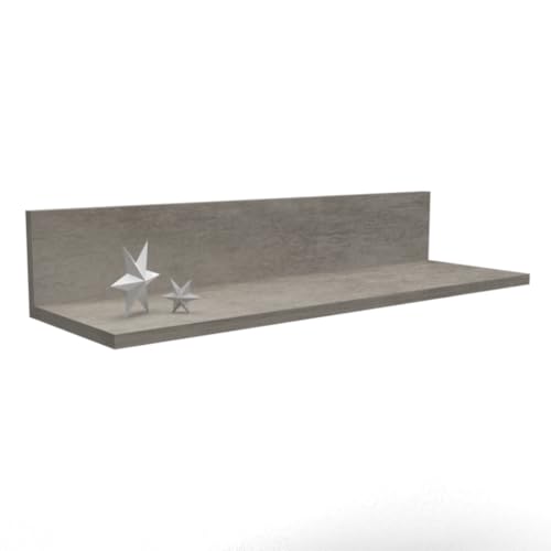Mama Store Shelf Shelf 70 cm L-Shaped for Wall, Light Concrete, 70 cm x 22 cm x 13 cm
