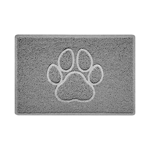 Nicoman Paw Embossed Shape Indoor Outdoor Dirt-Trapper Door Mat Washable Barrier Heavy Duty Doormat - (Watertight Rubber-Back, Small, Grey, 60 x 40cm)
