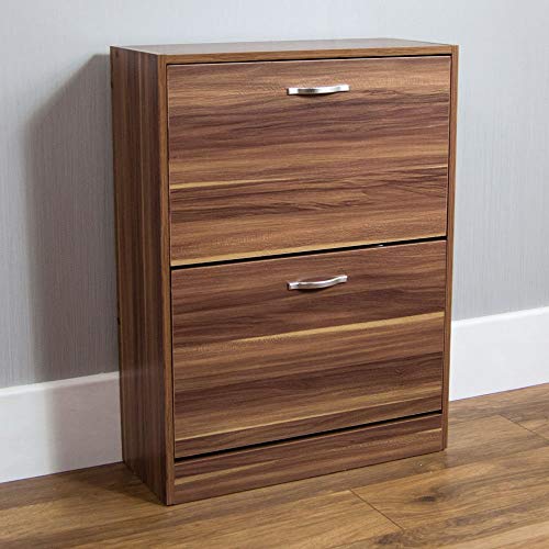 Vida Designs Walnut Two Drawer Shoe Cabinet