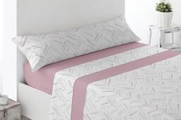 Miracle Home. Olite Bed Sheet Set, 4-Piece Set, Fitted Sheet, Flat Sheet and 2 Pillowcases, Anti-Peeling, 50% Cotton-50% Brushed Microfibre, Pink, 150 x 200 cm, 150 cm Bed