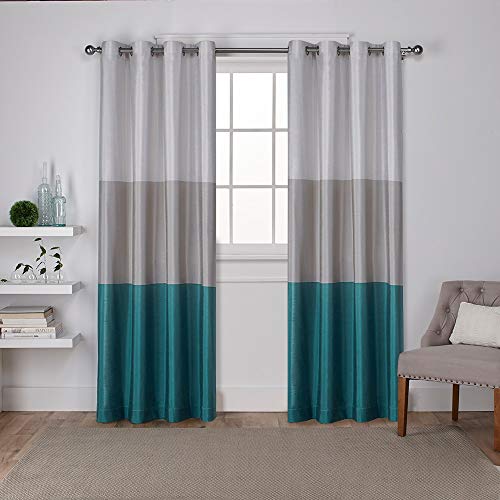 Exclusive Home Curtains Chateau Grommet Top Panel Pair, Teal, 54x96, 2 Piece