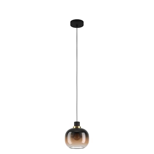 Eglo Oilella Pendant lamp, 1-Light Smoke Glass Above Dining Table
