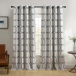 "Threadmade Elrene Home Fashions Kaiden Geometric Room-Darkening Window Curtain, Single Panel, 52"" W x 95"" L (1 Panel), Indigo"