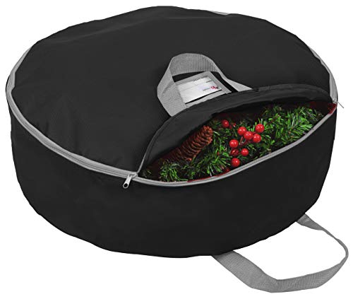 "Primode Christmas Wreath Storage Bag 36""- Garland Wreaths Container with Handles - Durable 600D Oxford Polyester Material Big Xmas Holiday Wreaths Storage Holder 36”"