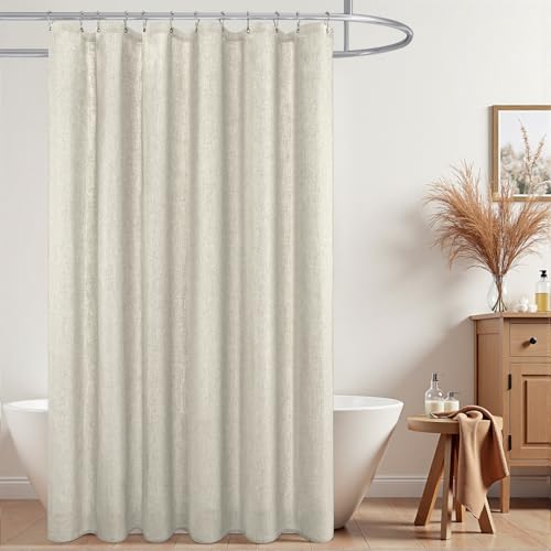 KOUFALL Linen Waterproof Linen Fabric Shower Curtain for Bathroom 72x80 Inches Long