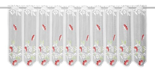 Gardinia Bistro Curtain Jacquard Ladybird White 153 x 50 cm