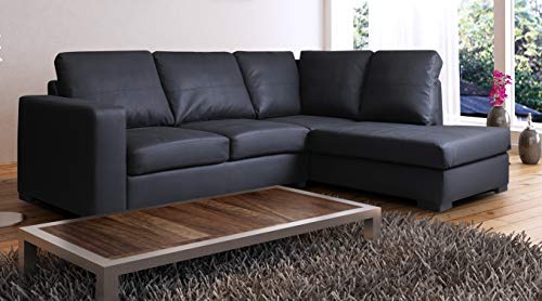 Sofas and More WESTPOINT - CORNER SOFA – FAUX LEATHER – RIGHT HAND SIDE (black)